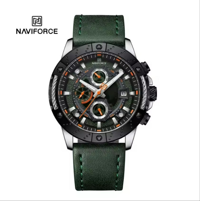 Montre Homme Naviforce en Cuir Vert 8055SGNGN
