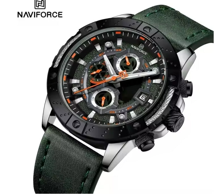 Montre Homme Naviforce en Cuir Vert 8055SGNGN