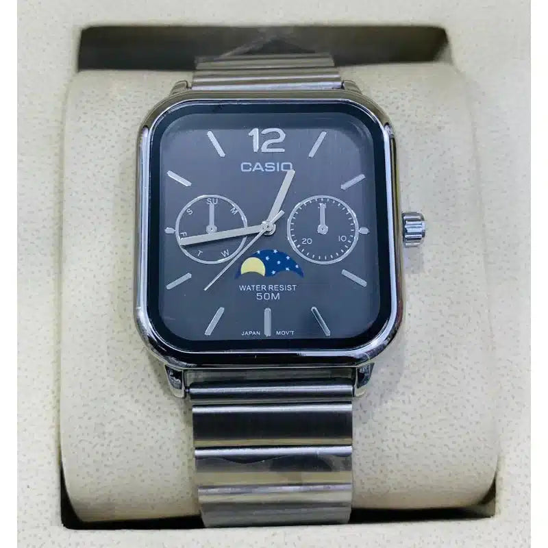 Montre Casio 50M – Couleur Argentin noir et argent 
Marque: Casio